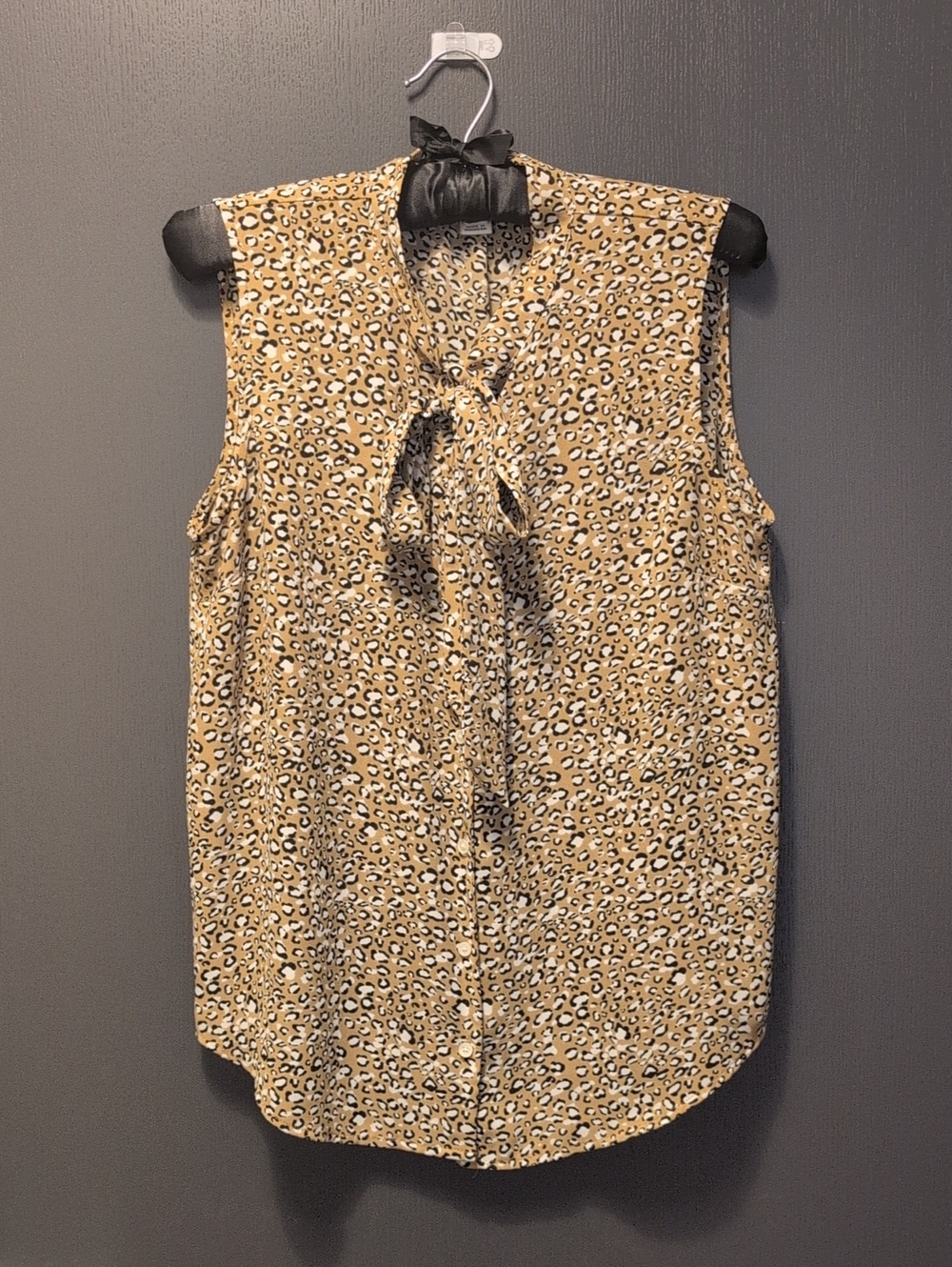 J. Crew Sleeveless Tie-Neck Leopard Print Blouse